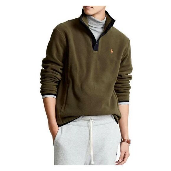 Polo Ralph Lauren Men's Sz XS Olive Green 1/4 Snap L/S Fleece Pullover - Picture 13 of 14